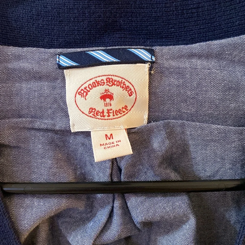 Men’s Vintage Brooks Brothers Red Fleece Navy Cardigan Medium EUC - Picture 2 of 3